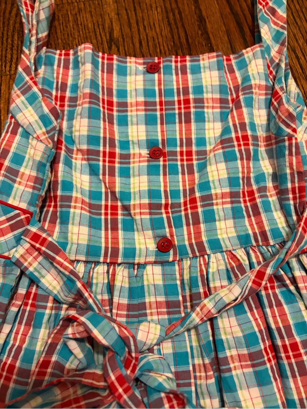Strasburg Girls’ Size 8 Blue and Red Plaid Sundress with Pockets - Picture 5 of 7